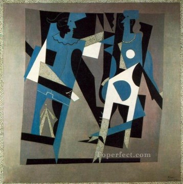 Pablo Picasso Painting - Arlequín y mujer con collar 1917 cubista Pablo Picasso